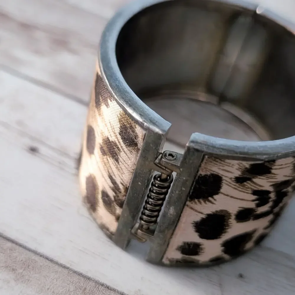 Vintage Chunky Hinged Bracelet Animal Print - Fair Condition